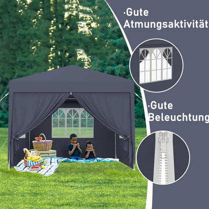 3x6m Partyzelt mit Seitenteilen – Gartenpavillon Anthrazit