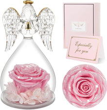 Ewige Rose Engel Glaskuppel Muttertagsgeschenk Pink