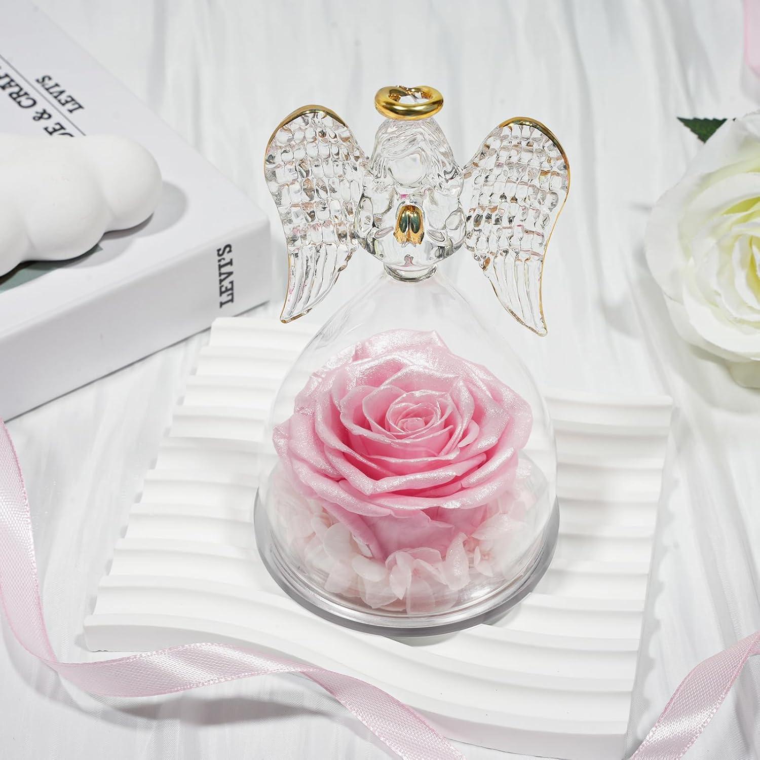 Ewige Rose Engel Figur Glas Rose Muttertagsgeschenk