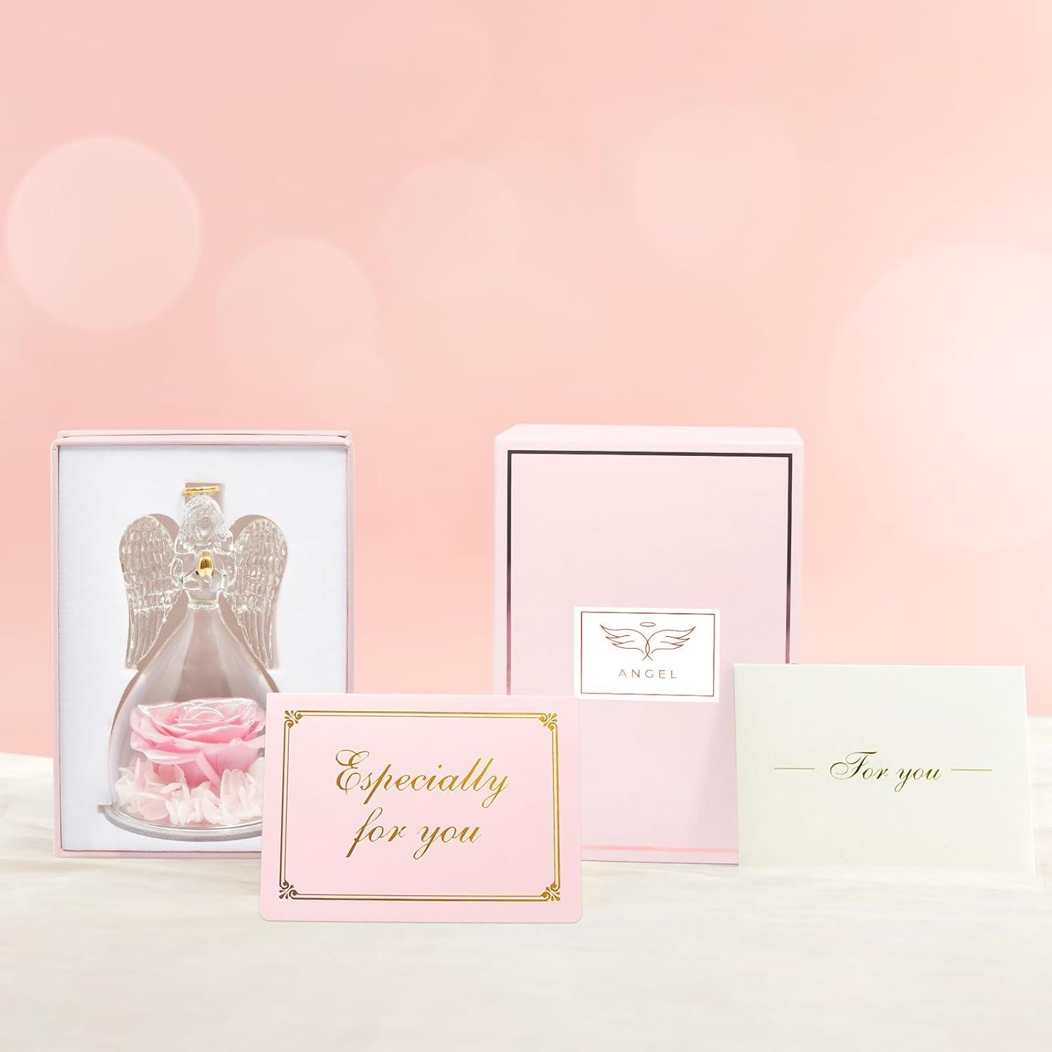 Handgefertigte Ewige Rose Engel Figur Glaskuppel Muttertagsgeschenk