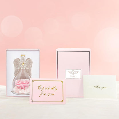 Handgefertigte Ewige Rose Engel Figur Glaskuppel Muttertagsgeschenk