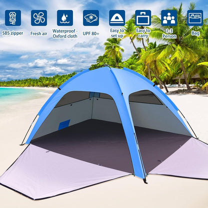 Strandmuschel Pop Up Strandzelt 1-3 Personen UV Schutz 80+