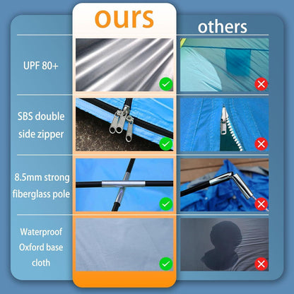 Strandmuschel Pop Up Strandzelt 1-3 Personen UV Schutz 80+