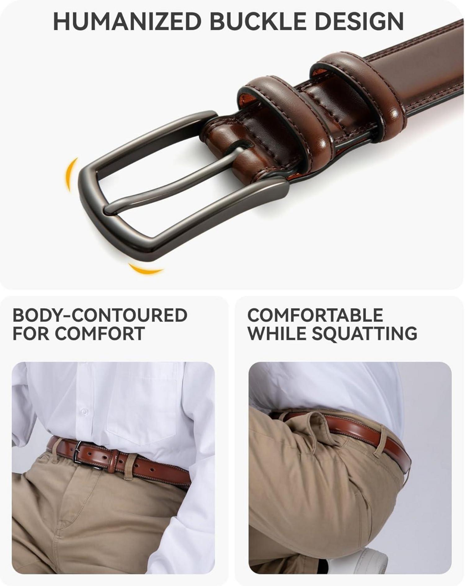 Ledergürtel Herren 32mm Business Anzug Anzuggürtel Männer Cognac 95cm