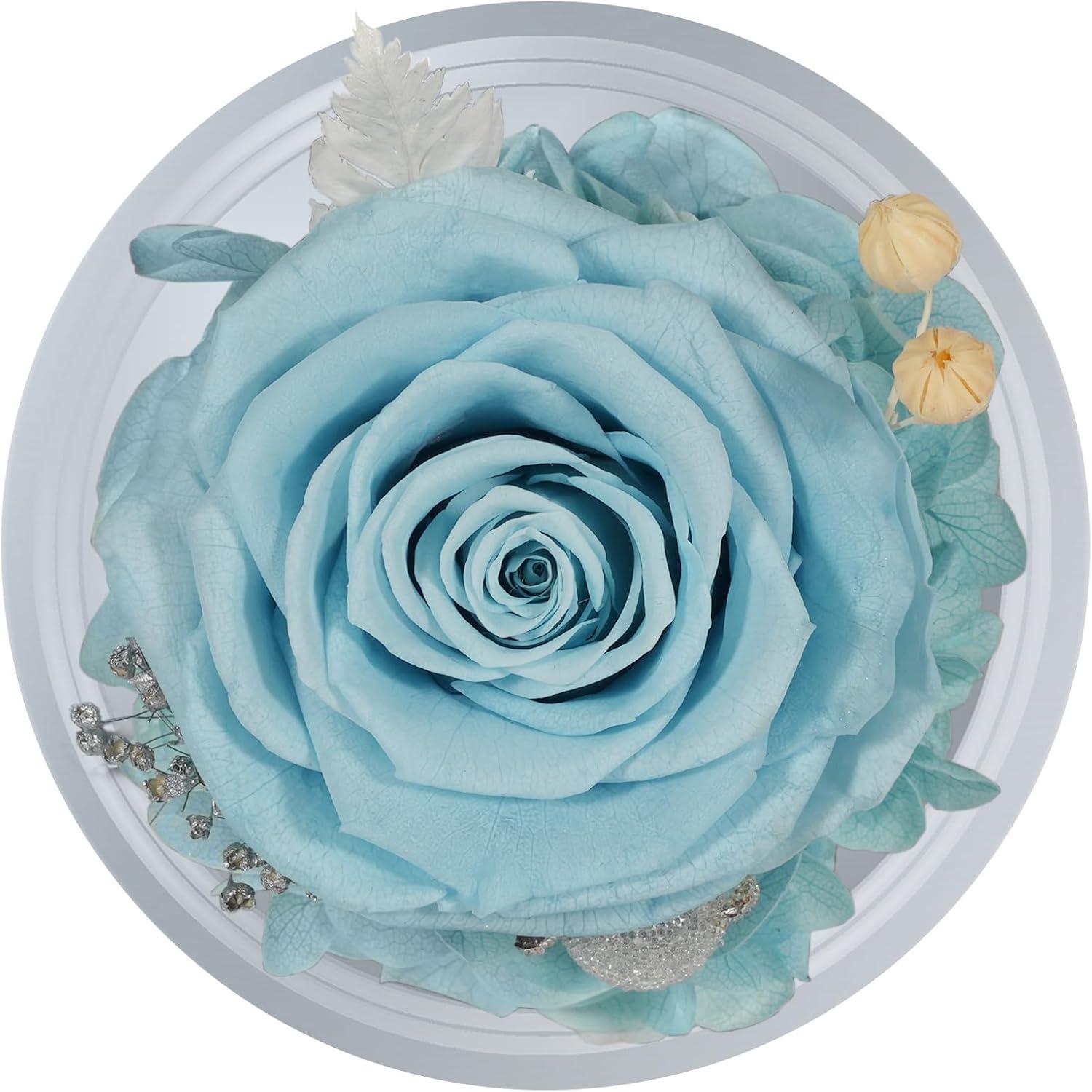 Ewige Rose mit Engel Figur in Glas Glocke Muttertagsgeschenk