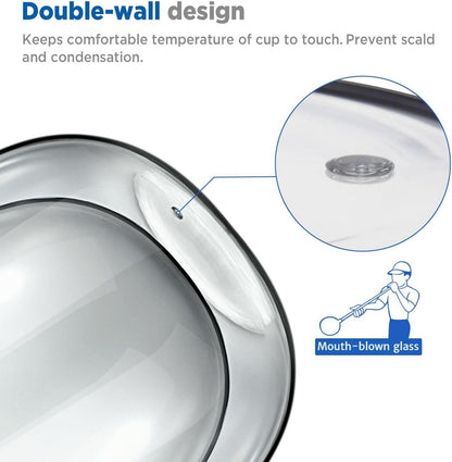 Doppelwandige Teetasse mit Metallsieb und Borosilikatglas 430ml
