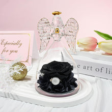 Ewige Rose Engel Figur Geschenk Muttertag Glas Schwarz
