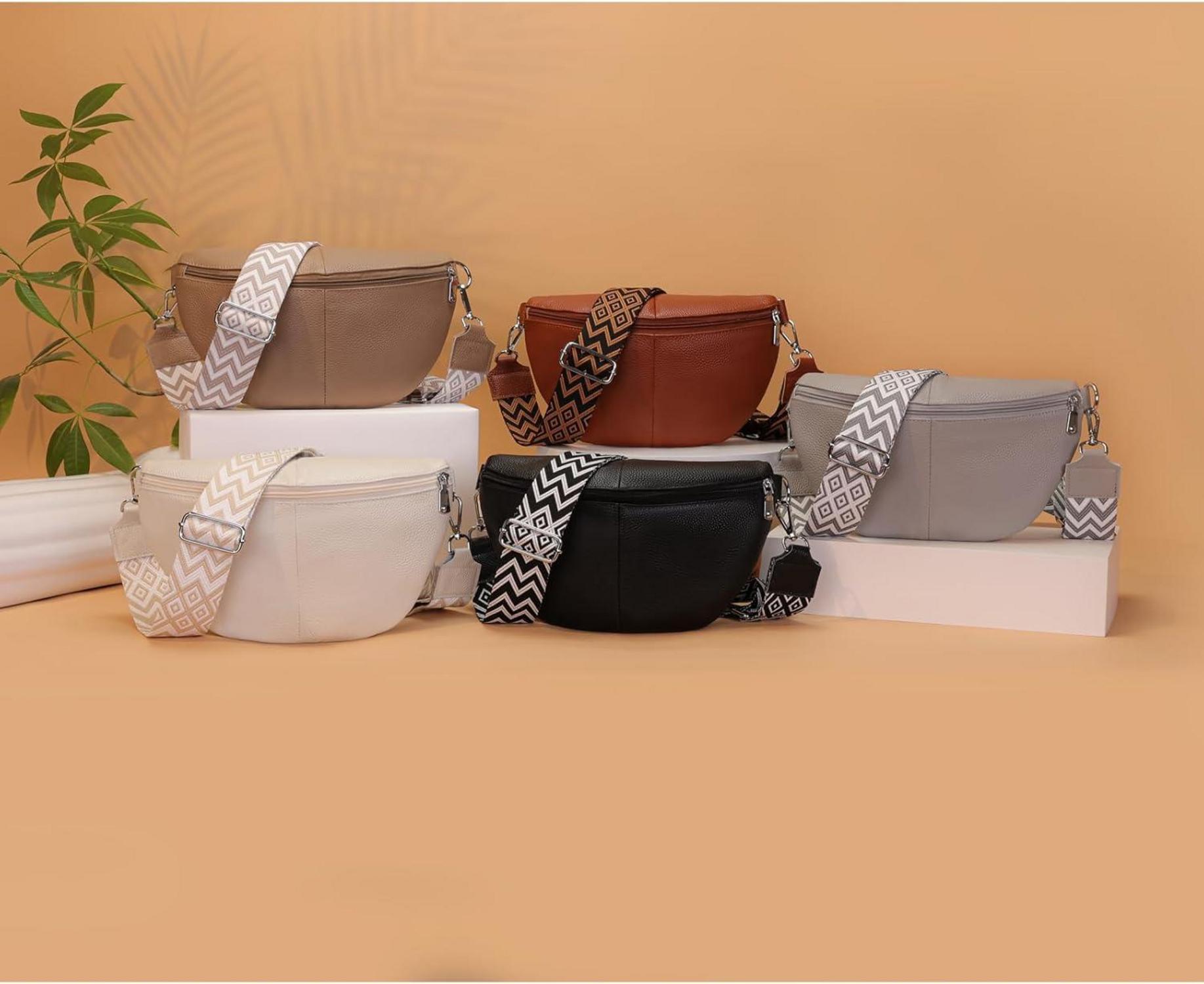 Echtes Leder Crossbody Damen Umhängetasche Beige