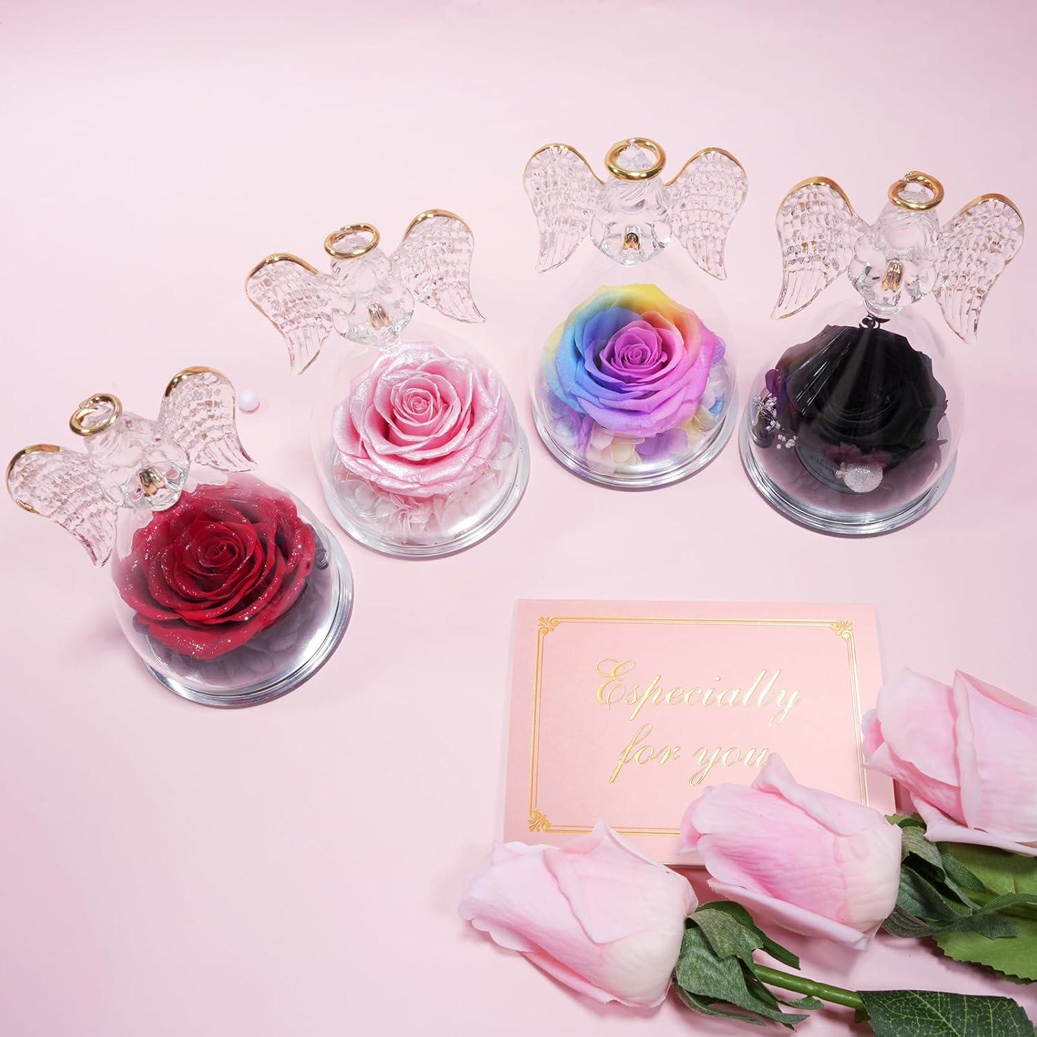 Ewige Rose Engel Figur Geschenk Mama Muttertag Handgefertigte Blume