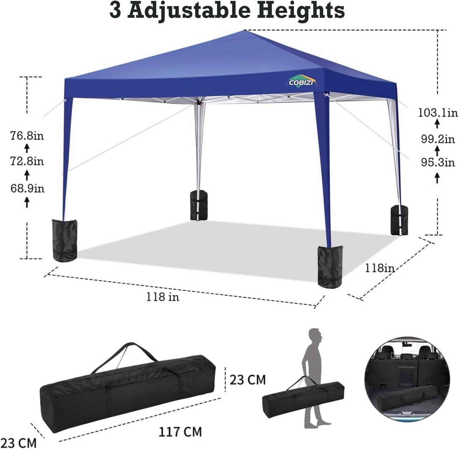 Faltbarer Pavillon 3x3 Dunkelblau, Wasserdicht UV-Schutz