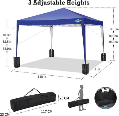 Faltbarer Pavillon 3x3 Dunkelblau, Wasserdicht UV-Schutz