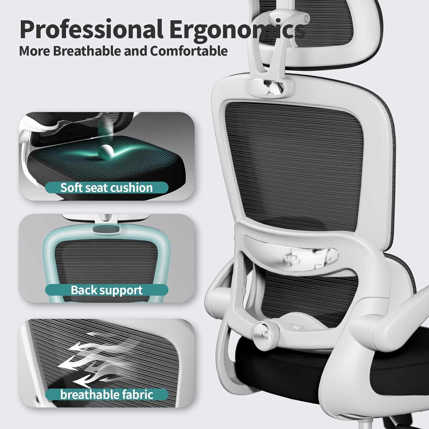 Ergonomischer Bürostuhl Schwarz Mesh Höhenverstellbar mit Rollen