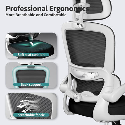 Ergonomischer Bürostuhl Schwarz Mesh Höhenverstellbar mit Rollen