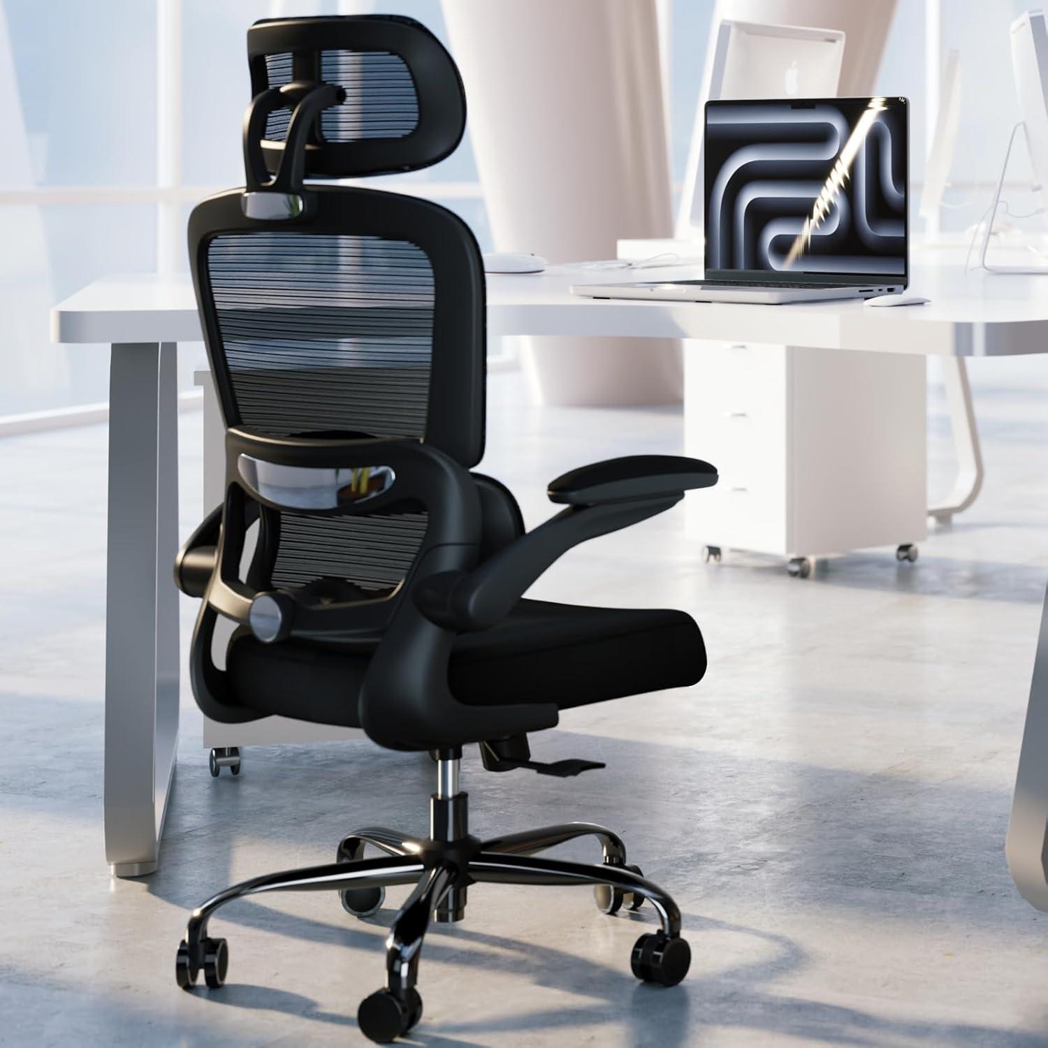Ergonomischer Mesh Bürostuhl Schwarz Höhenverstellbar Drehstuhl
