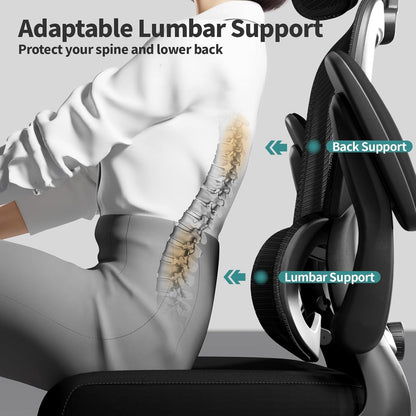 Ergonomischer Bürostuhl Schwarz Höhenverstellbar Mesh Rollen