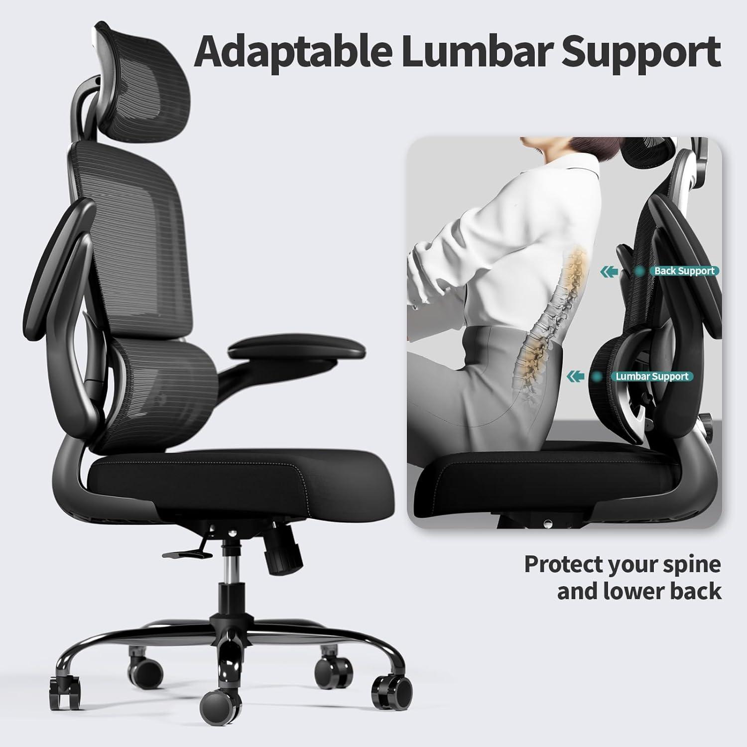 Ergonomischer Bürostuhl Mesh mit Rollen Schwarz höhenverstellbar