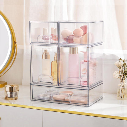 Aufbewahrungsboxen mit 5 Schubladen, transparent, stapelbar