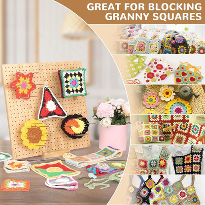 Wooden Blocking Board 33cm Granny Square Spanner Groß Holz Edelstahl-Stabstifte