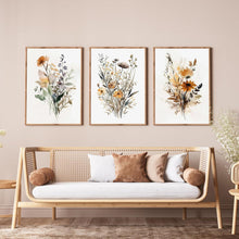 Blumen Leinwandbilder Set Aesthetic Gouache Wandbilder