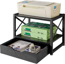 2 Tier Desktop-Drucker Stand Schublade Lagerung Schwarz