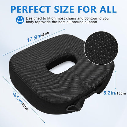 ZHOOGE Ergonomisches Hämorrhoiden Sitzkissen Memory Foam Donut Schwarz L Size