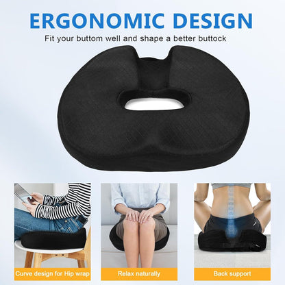 Schwarzes Hämorrhoiden Sitzkissen Memory Foam Donut Kissen für Büro Auto Stühle