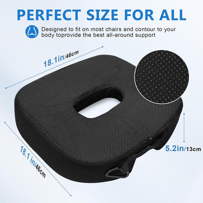 Sitzkissen Memory Foam Steißbeinkissen Donut Kissen Hüften ergonomisch XL Schwarz