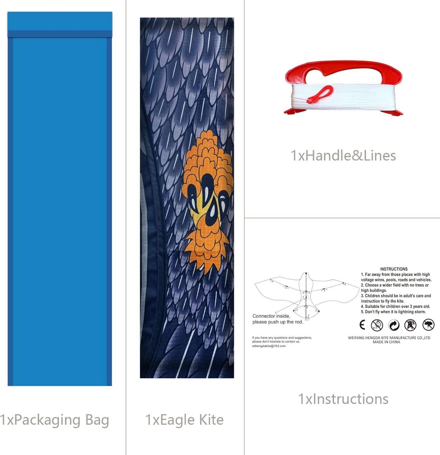 Adler Drachen 1,8m für Kinder und Erwachsene, Exquisite Stoffe, einzigartiges Strukturdesign