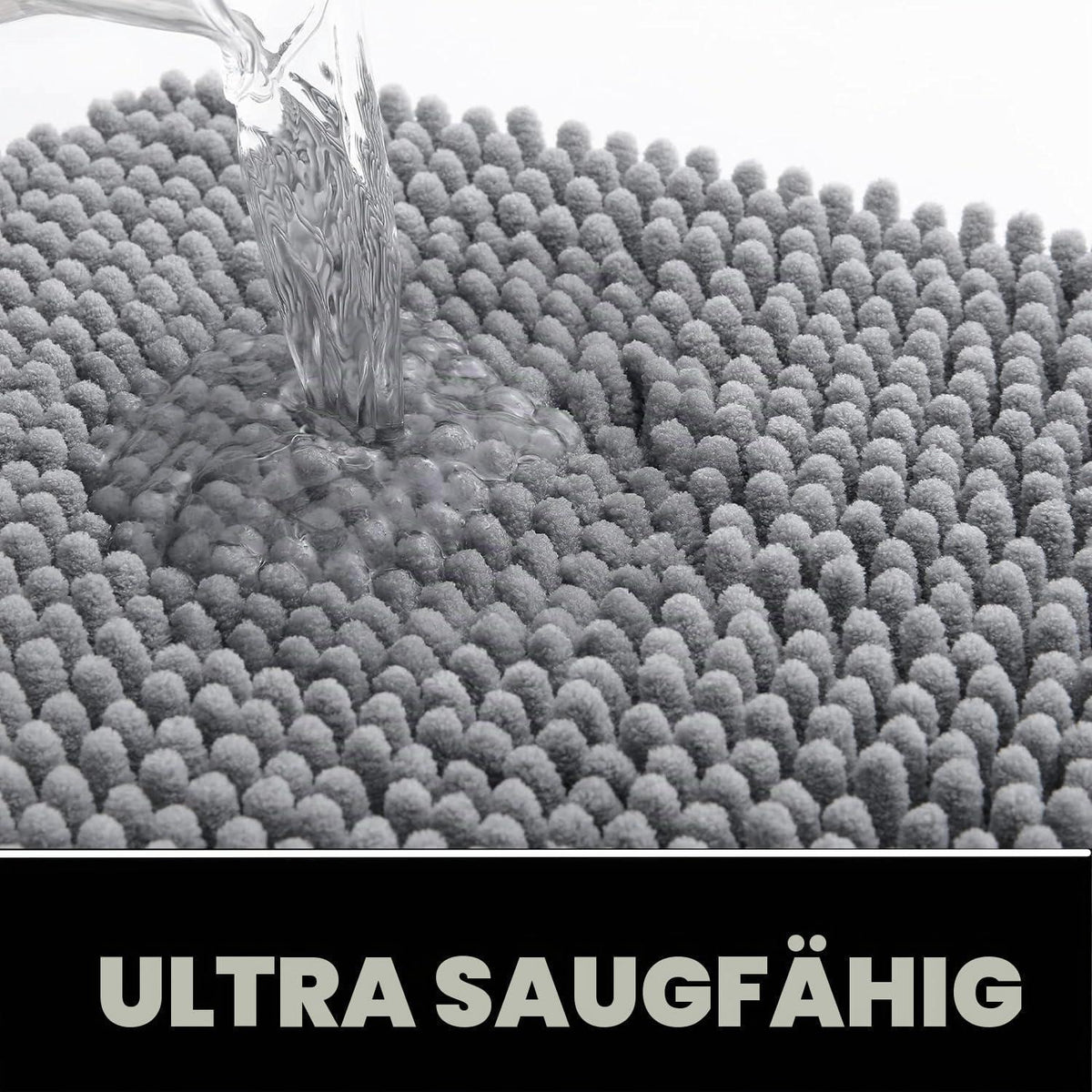 Saugfähige Chenille Fußmatte rutschfest 90x150cm Hellgrau