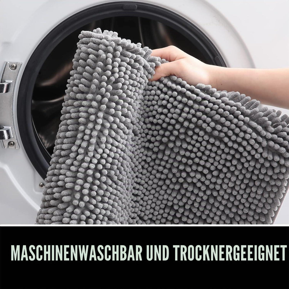 Saugfähige Chenille Fußmatte rutschfest 90x150cm Hellgrau