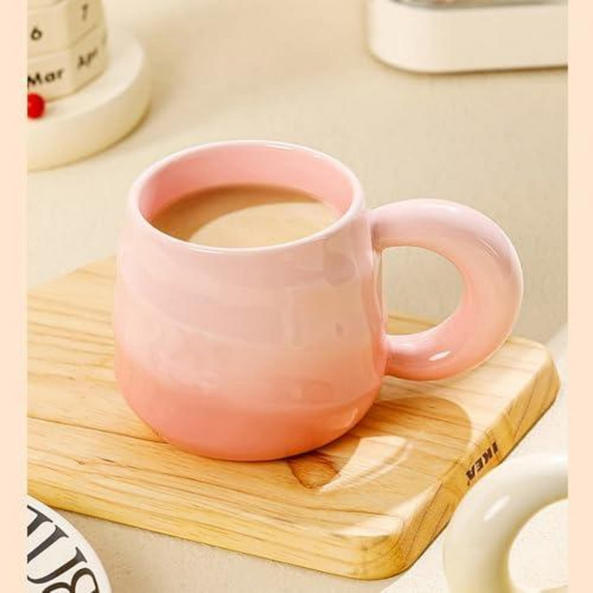 400ml Keramiktasse mit Farbverlauf – Rosa Cappuccino Tasse
