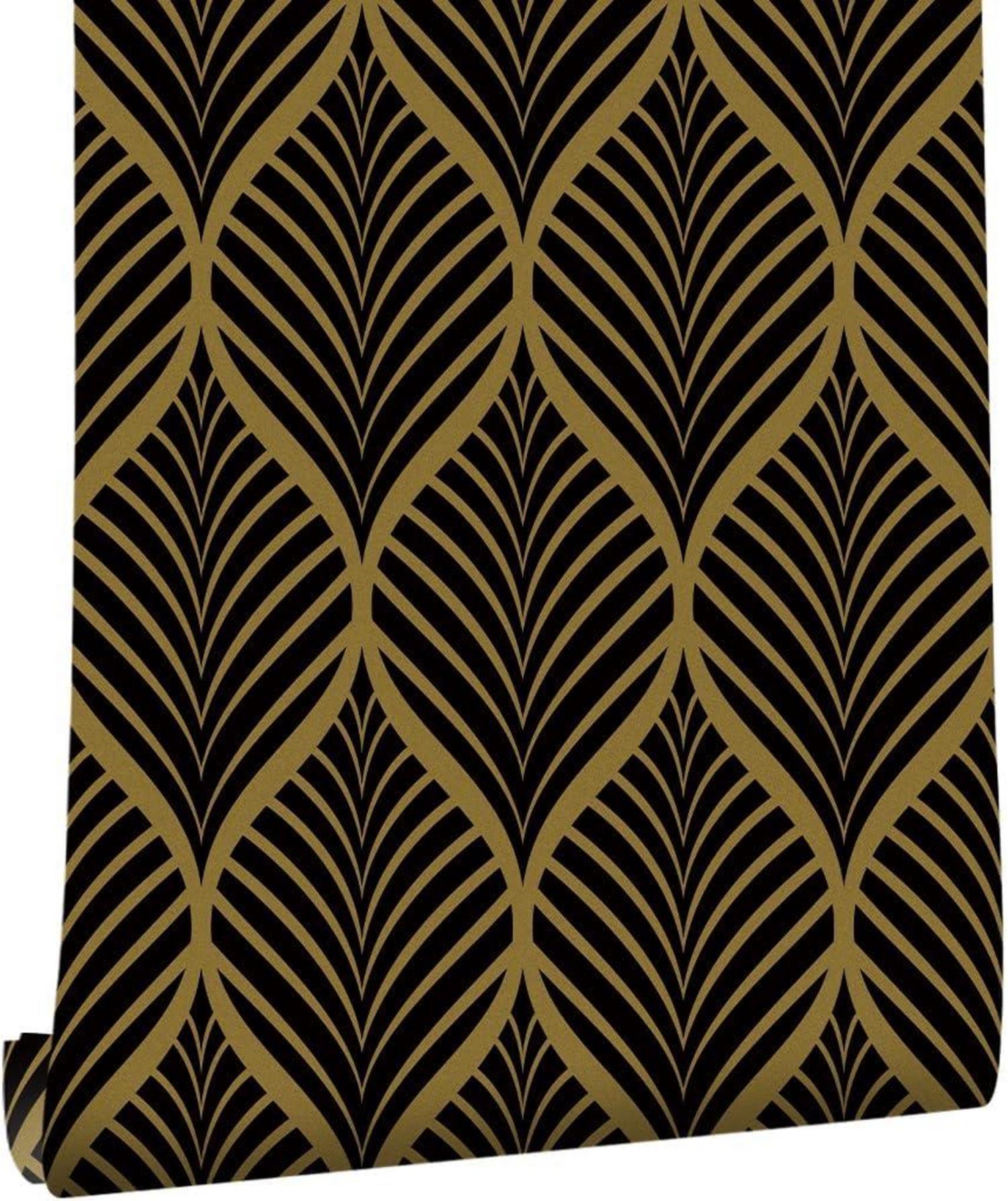 Selbstklebende Tapete Moderne Streifen gold/schwarz wasserdicht 0.4W x