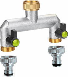 2-Wege Wasserverteiler 3/4 Zoll Gartenschlauch Adapter Kugelhahn