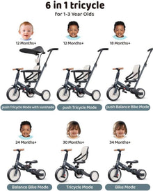 Newyoo 6in1 Kinderdreirad mit Schubstange 1-3 Jahre