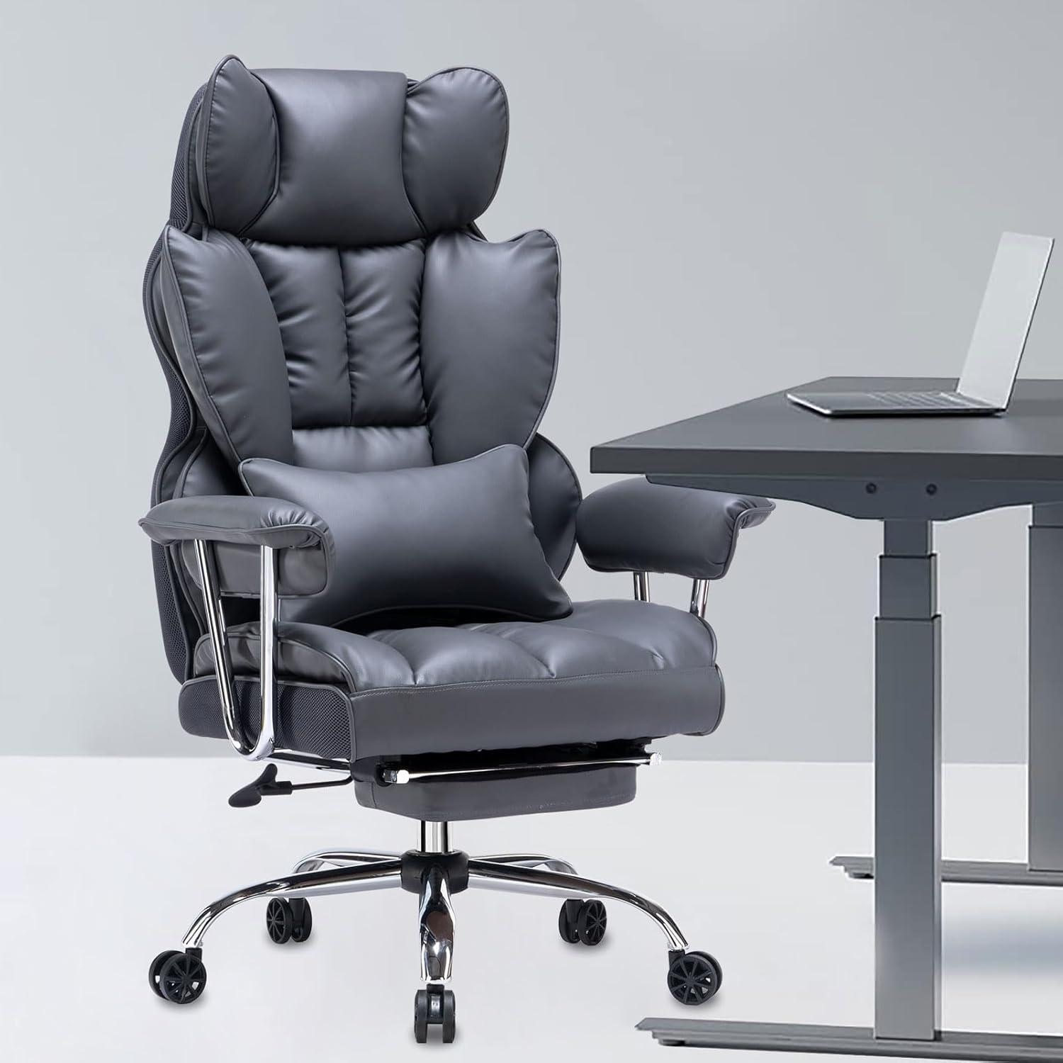 Ergonomischer Bürostuhl mit Fußstütze und Lendenwirbelstütze