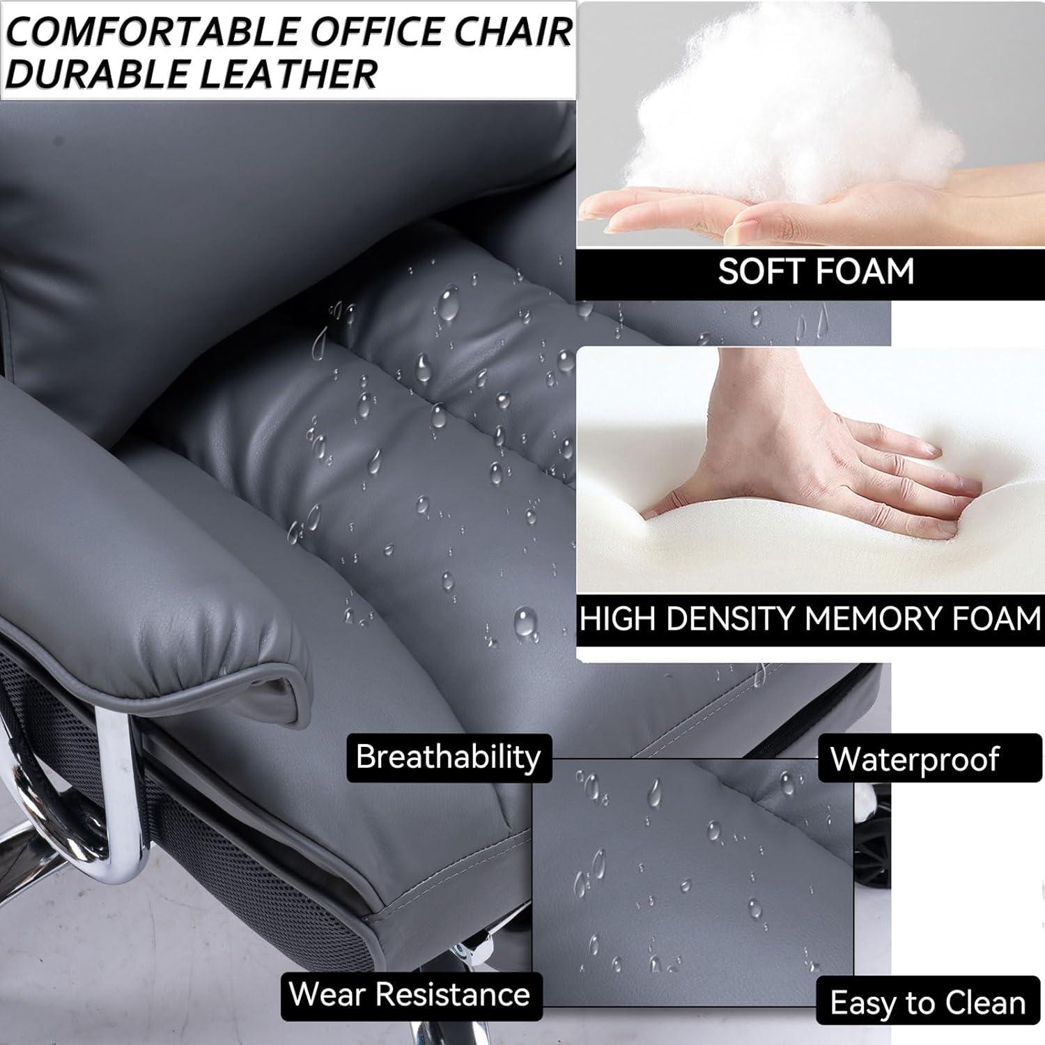 Ergonomischer Bürostuhl PU Leder schwarz Drehstuhl 200KG Fußstütze