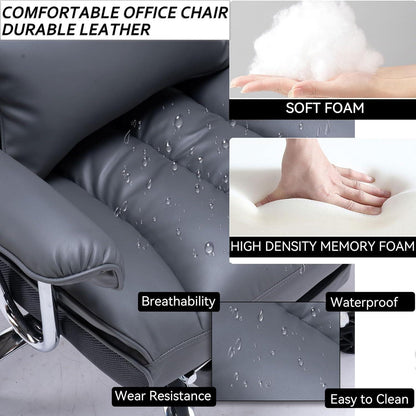 Ergonomischer Bürostuhl PU Leder schwarz Drehstuhl 200KG Fußstütze