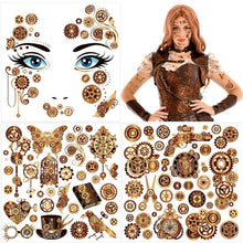 Steampunk Temporäre Tattoos Zahnräder Gesicht Aufkleber Halloween