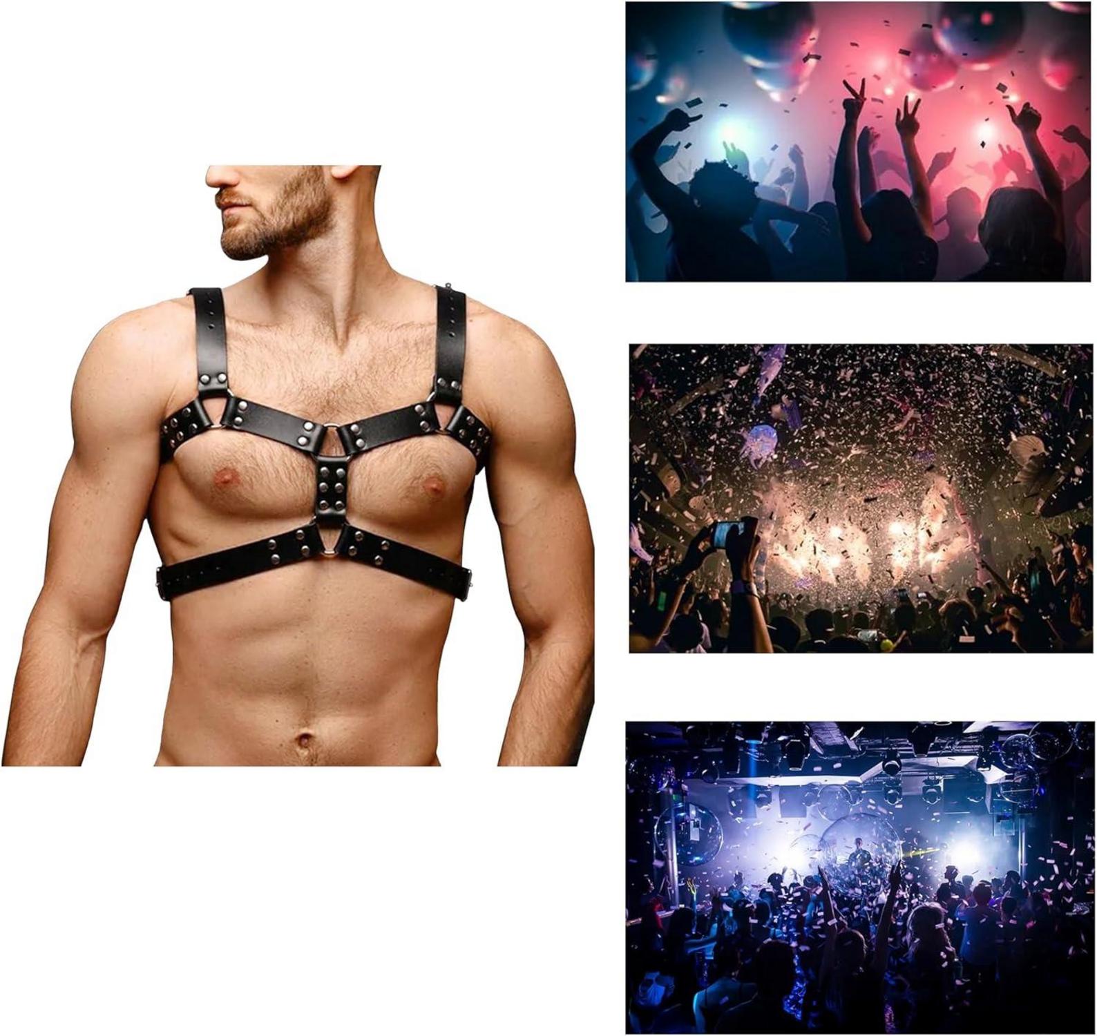 Herren Leder Brustgurt Harness Punk Bondage SM Fetisch Gay Clubwear