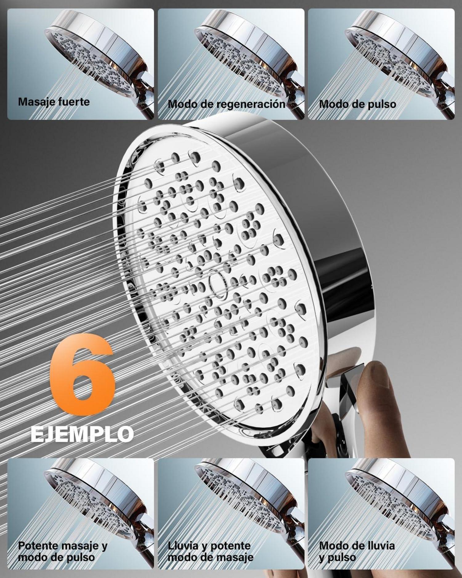 Duschkopf mit Filter und 6 Strahlarten - Wassersparende Handbrause