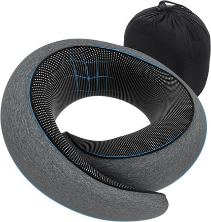 Nackenkissen Reise Flugzeug Memory Foam verstellbar dunkelgrau