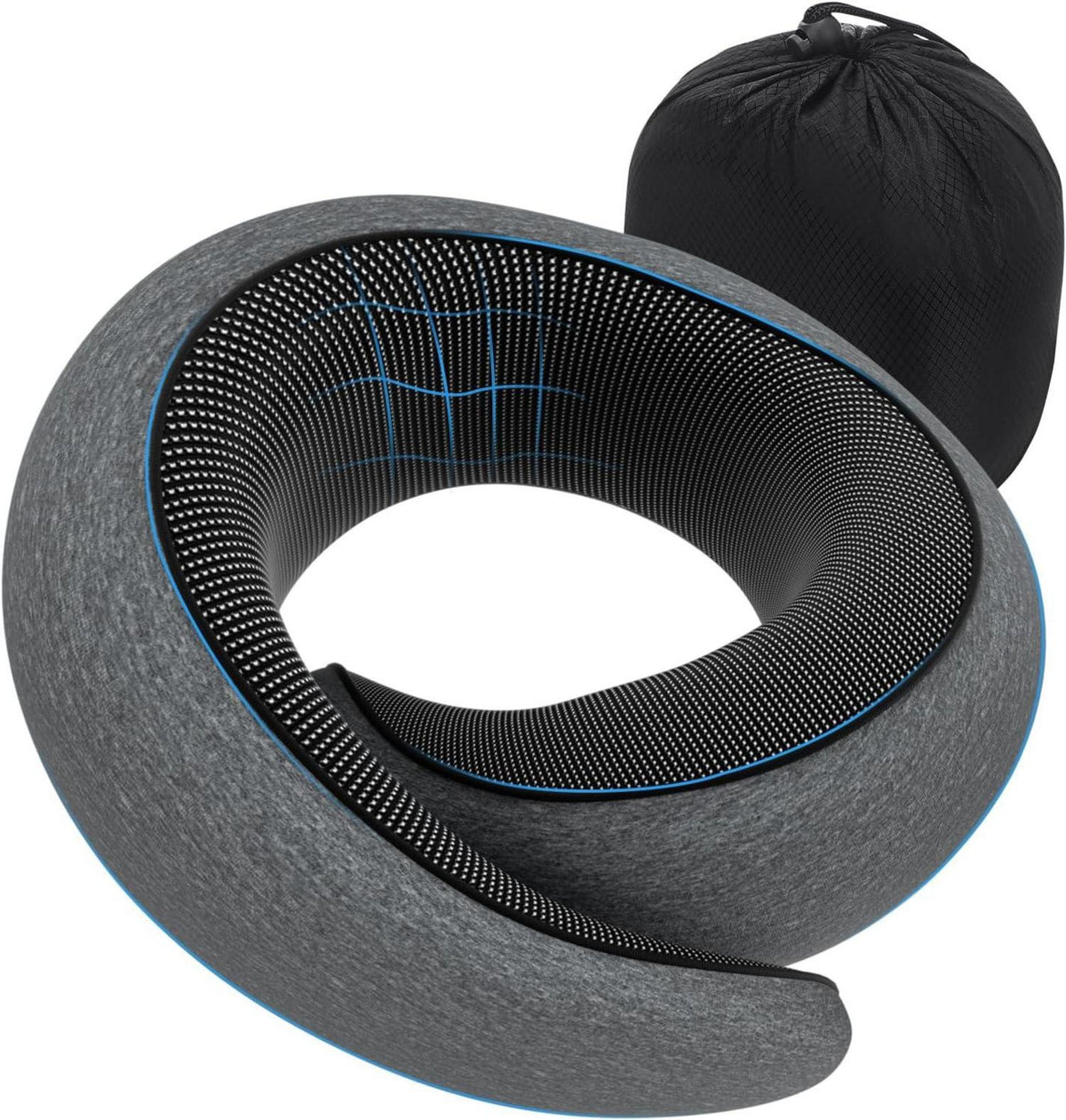 Nackenkissen Reise Flugzeug Memory Foam verstellbar dunkelgrau
