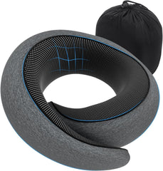 Nackenkissen Reise Flugzeug Memory Foam verstellbar dunkelgrau