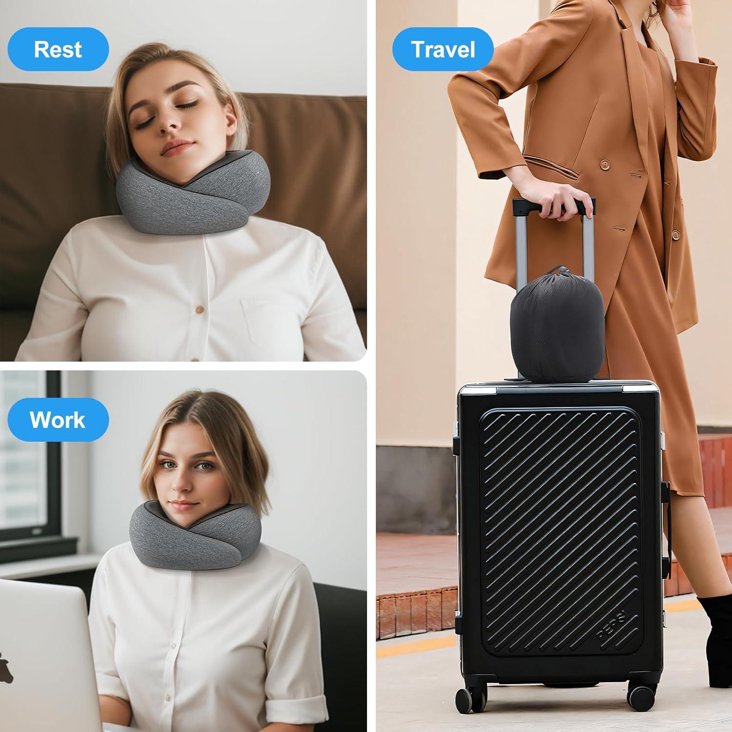 Nackenkissen Memory Foam Reisekissen Verstellbar Dunkelgrau