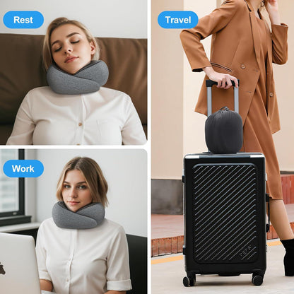 Nackenkissen Memory Foam Reisekissen Verstellbar Dunkelgrau