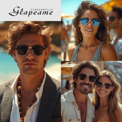 Polarisierte Sonnenbrille Herren Damen Schwarz UV400 Schutz
