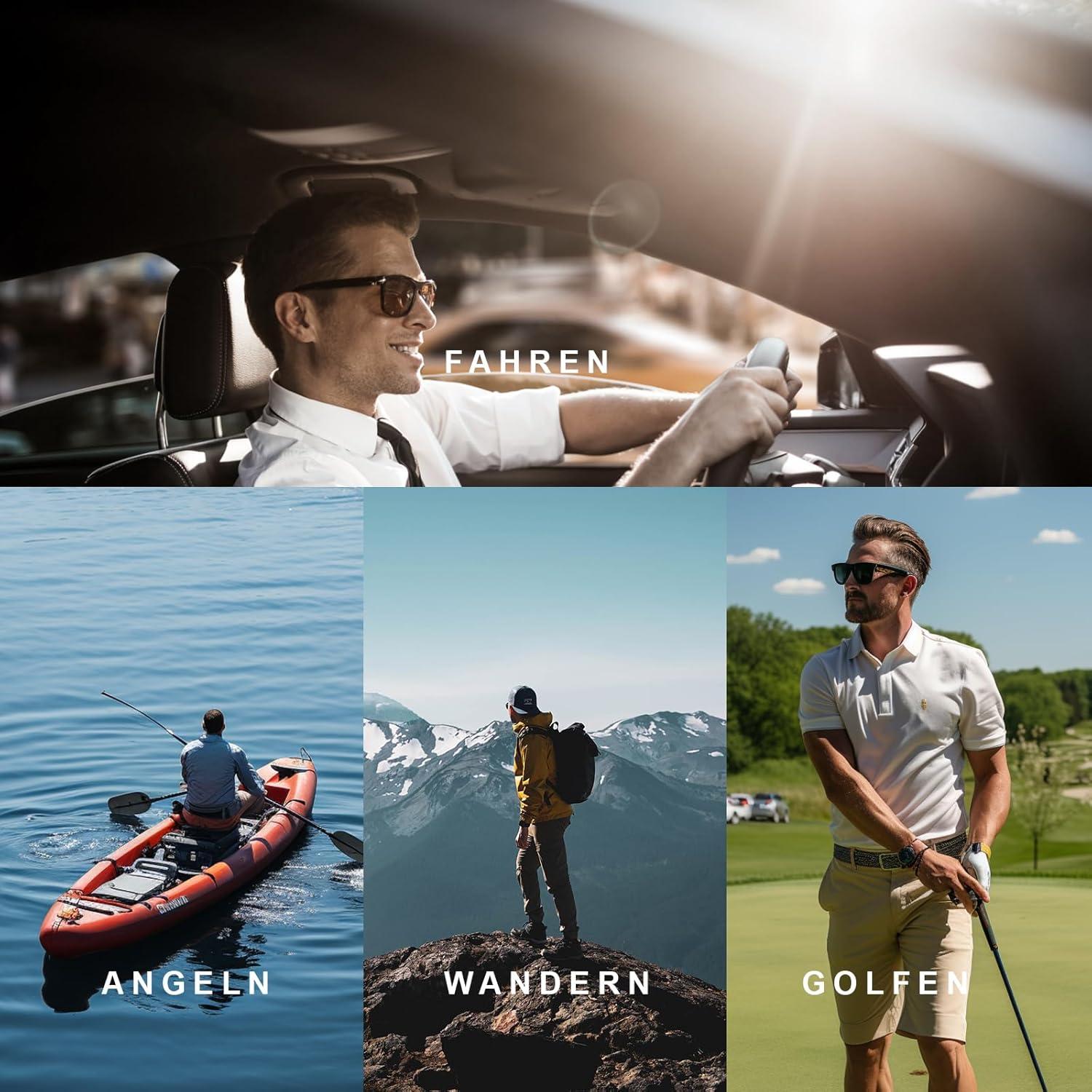 Polarisierte Halbrahmen-Sonnenbrille Schwarz UV400 für Outdoor-Reise