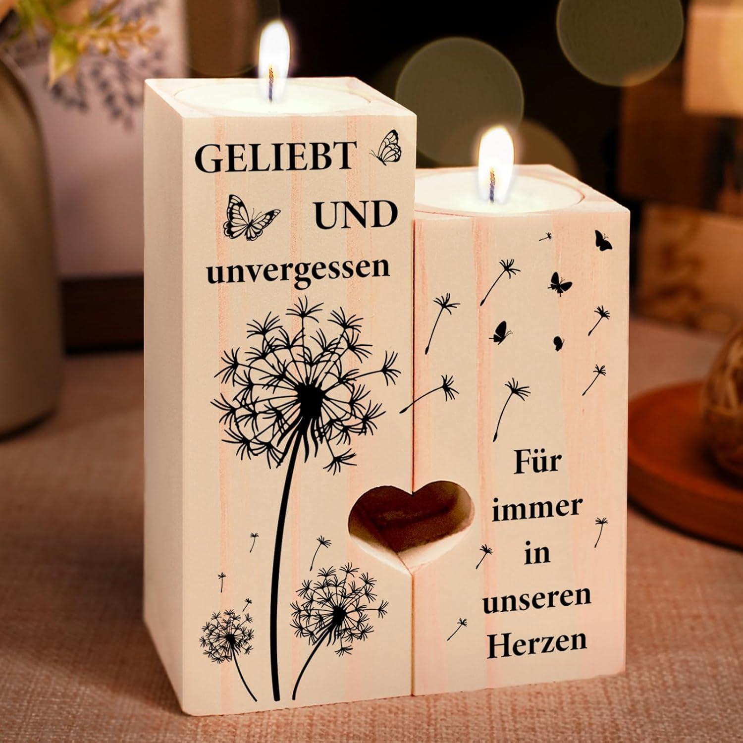 Trauergeschenk Kerzenständer Trauerkerze Grabkerzen Geliebt