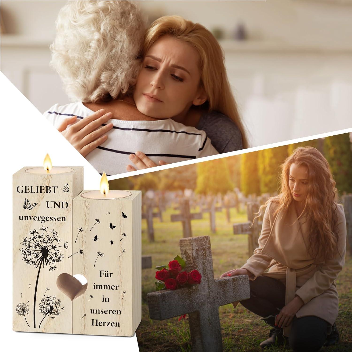 Trauergeschenk Kerzenständer Trauerkerze Grabkerzen Geliebt