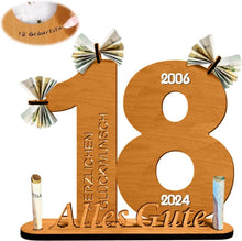 Geldgeschenke Gästebuch Holz 18. Geburtstag Deko mit Lasergravur